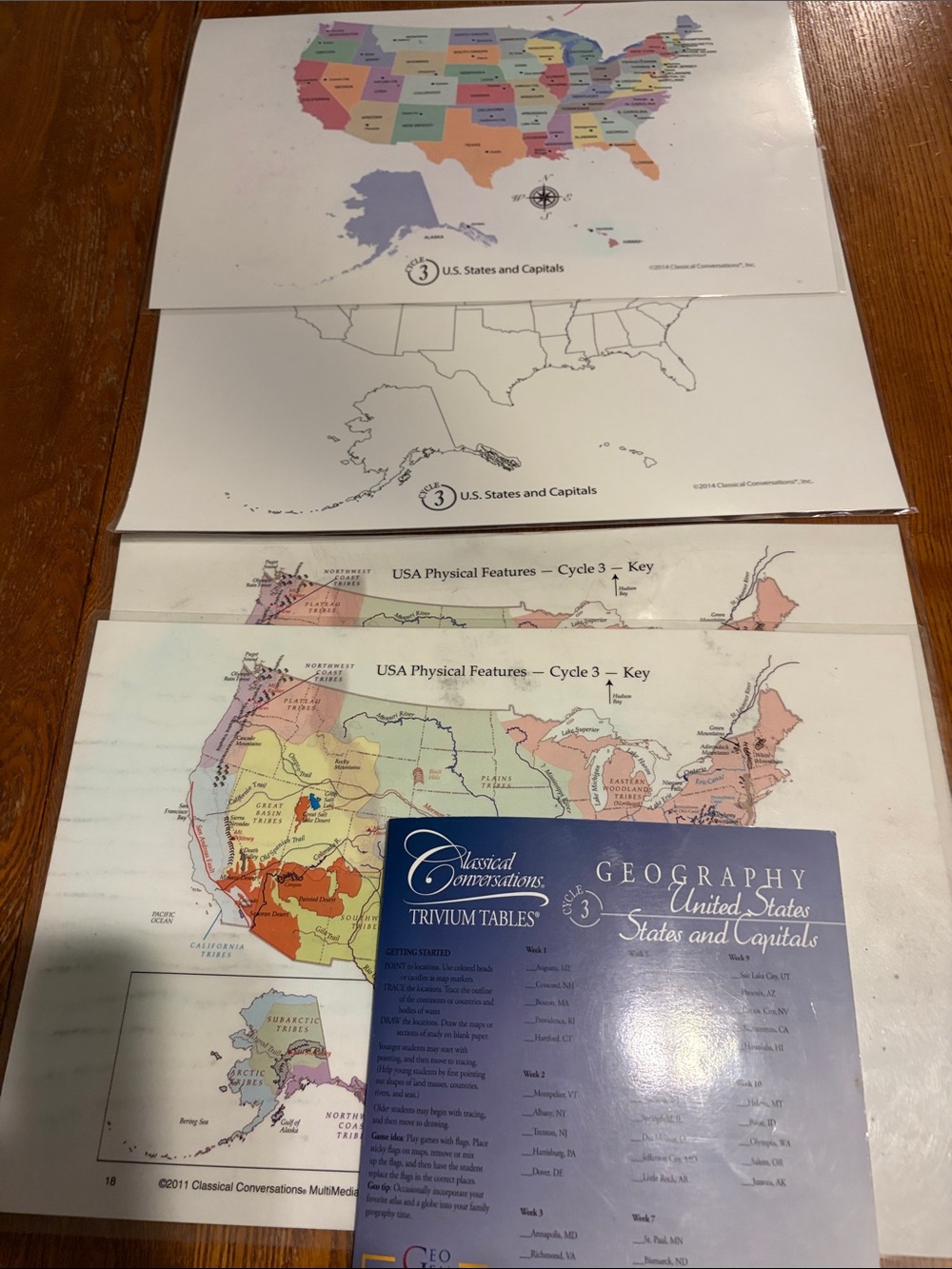 Classical Conversations Trivium Tables & U.S. States & Capitals Maps Cycle 3